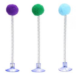 Colorful Cat Feather Spring Ball Toy: Interactive Suction Cup Teaser 1