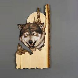 Wood Animal Carving Wall Hanging Sculpture: Raccoon, Bear, Deer Handcraft Hand Painted Home Decor For Living Room Fox