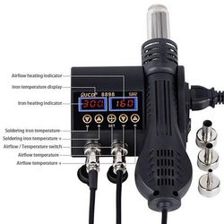 2 In 1 Digital LCD Soldering And Hot Air Rework Station For Electronics Repair set 1 220v Eu