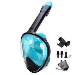 Full Face Snorkel Mask With Wide View And Camera Mount greenblack l xl