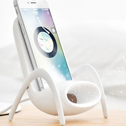 Portable Mini Chair Wireless Charger With Speaker White