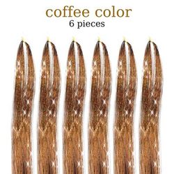 48 Inch Fairy Hair Tinsel Kit 1200 Sparkling Hair Extensions In 12 Colors coffee 36 Inches