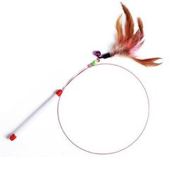 Interactive 90cm Cat Teaser Toy With Replaceable Head | Feather Bell, Fish, Rod, And Wire For Funny Cat Play Color: A Feather