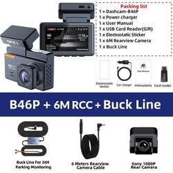 4K Front And Rear Car Camera With GPS WIFI And Night Vision Dash Cam Recorder package 3 256gb