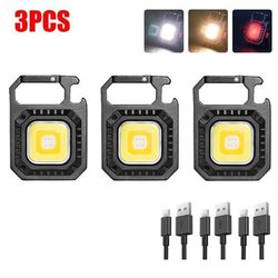 800 Lumens USB Rechargeable Mini LED Flashlight: Magnetic COB Outdoor Camping Pocket Work Light With 7 Modes Spotlights 3pcs