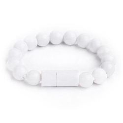 Beaded Charging Bracelet White iPhone