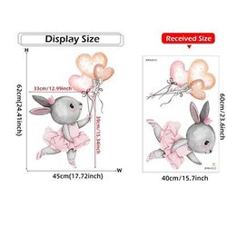 Baby Girls Room Wall Stickers: Pink Rabbit Decals For Bedroom Decoration 3
