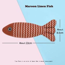Interactive Cat Toys: Cotton Linen Pillow With Catnip Fish Simulation For Training And Entertainment Color: Maroon Linen Fish