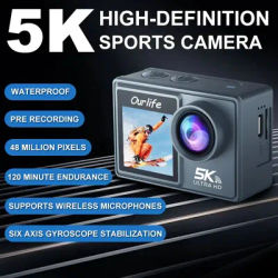 M40TR 5K Action Camera 2" IPS Touch Screen 5X Zoom Action Cam 170° 30M Anti-shake Waterproof WiFi Remote Control Sports Camera