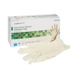 McKesson Confiderm Exam Glove Large NonSterile Latex Standard Cuff Length Fully Textured Ivory Not Rated (921599_BX)