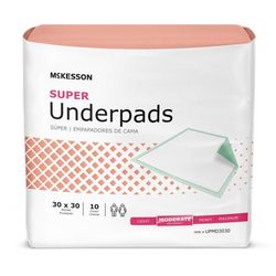 McKesson Super Disposable Underpad 30 X 30 Inch Fluff / Polymer Moderate Absorbency (724049_CS)