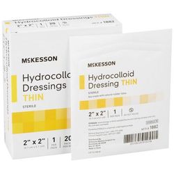 McKesson Thin Hydrocolloid Dressing Film Backing 2 X 2 Inch Square Hydrocolloid (882980_CS)