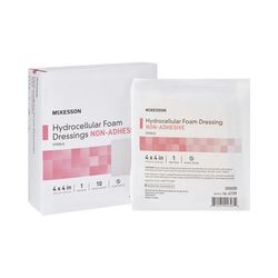McKesson Foam Dressing 4 X 4 Inch Without Border Film Backing Nonadhesive Square Sterile (1138304_CS)