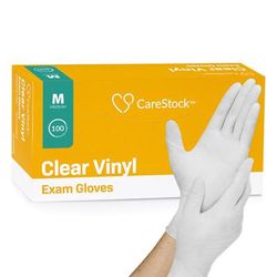 CareStock Exam Glove Medium NonSterile Vinyl Standard Cuff Length Smooth Clear Not Rated (1230908_CS)