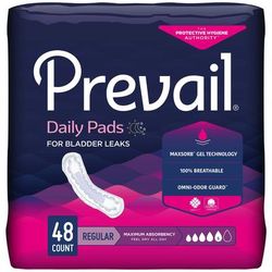 Prevail Daily Pads Bladder Control Pad 11 Inch Length Heavy Absorbency Polymer Core One Size Fits Most (810355_PK)