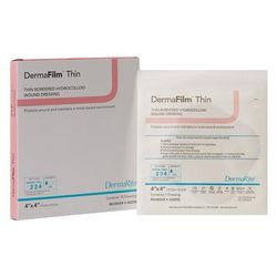 DermaFilm Thin Hydrocolloid Dressing Film Backing 4 X 4 Inch Square Hydrocolloid / Film (583419_BX)