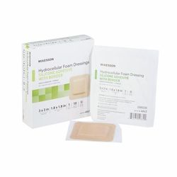 McKesson Foam Dressing 3 X 3 Inch With Border Film Backing Silicone Gel Adhesive Square Sterile (886431_CS)