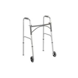 drive Dual Release Folding Walker with Wheels Adjustable Height Steel Frame 350 lbs. Weight Capacity 32 to 39 Inch Height (1029551_EA)