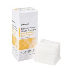 McKesson Gauze Sponge 4 X 4 Inch 12-Ply NonSterile 200 per Pack (1043630_PK)