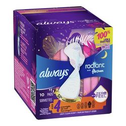 Always Radiant with FlexFoam Feminine Pad Overnight / With Wings Heavy Absorbency (1231746_BX)