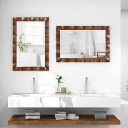 41.5 X 28 Inches Farmhouse Wall Mirror With Solid Wood Frame, Rustic Brown Elegance 41.5 X 28 Inches Farmhouse Wall Mirror With Solid Wood Frame, Rustic Brown Elegance