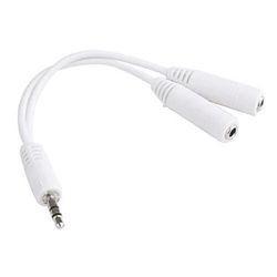 Male To Female Gold Plated Audio Y Splitter Headphone Cable White, Stereo Jack Adapter For Dual Headphones & Speakers Male To Female Gold Plated Audio Y Splitter Headphone Cable White, Stereo Jack Adapter For Dual Headphones & Speakers
