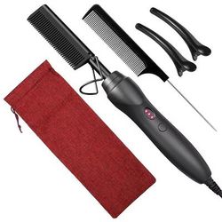 Ceramic Hot Comb Hair Straightener For Hair Beards And Wigs black (5pcs)