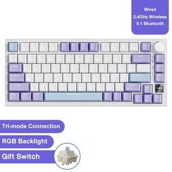 Ajazz AK820Pro Wireless Mechanical Gaming Keyboard Hot Swappable, Gasket Mounted, With Customizable Knob ak820pro Purple2