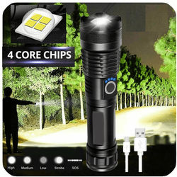Super Bright LED Tactical Flashlight With Rechargeable Battery, Waterproof, Zoomable, High Lumens, Emergency & Outdoor Super Bright LED Tactical Flashlight With Rechargeable Battery, Waterproof, Zoomable, High Lumens, Emergency & Outdoor