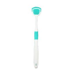 Reusable Silicone Tongue Scraper Brush For Adults & Kids Washable Tongue Cleaning Tool For Fresh Breath & Oral Hygiene green
