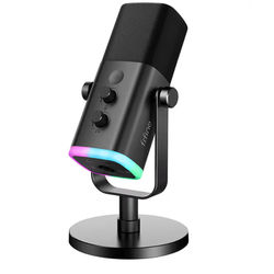 FIFINE USB XLR Dynamic Microphone With Touch Mute And Headphone Monitoring For PC And Gaming black