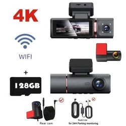 3 Channel 4K Dash Cam With Inside And Rear Lens GPS Video Recorder And UHD Camcorder For Full Vehicle Coverage no Gps 3 Cam 128 Gb