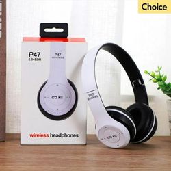 P47 Wireless Bluetooth Headset Stereo Folding Over Ear Headphones For Sports, Gaming & Phone black