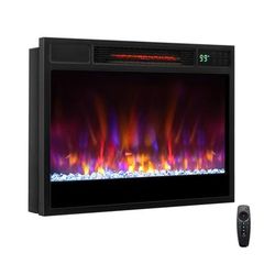 Recessed Electric Fireplace Insert With Remote Control, Wall Mounted Infrared Heater With Flame Settings & Thermostat Recessed Electric Fireplace Insert With Remote Control, Wall Mounted Infrared Heater With Flame Settings & Thermostat