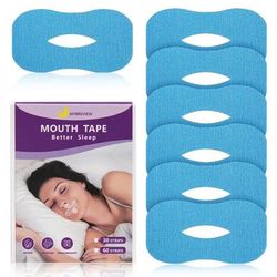 Anti Snoring Stickers For Children & Adults, Night Sleep Nose Lip Breathing Patch, Mouth Correction Orthosis Tape blue