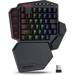 Redragon K585 PRO One Handed Wireless Gaming Keyboard, 42 Keys, 3 Mode RGB, 7 Macro Keys, Wrist Support red Switch