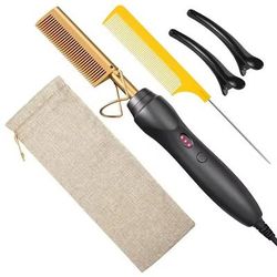 Ceramic Hot Comb Hair Straightener For Hair Beards And Wigs gold (5pcs)