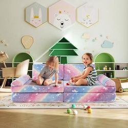 8 Piece Modular Kids Play Couch, Glow in the Dark Toddler Sectional Sofa 8 Piece Modular Kids Play Couch, Glow in the Dark Toddler Sectional Sofa