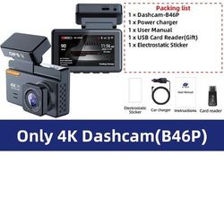 EACE 4K Dash Cam Mini Car DVR With GPS And WiFi Dual Lens Night Vision Front And Rear Camera System 4k Dashcam Only 64 Gb