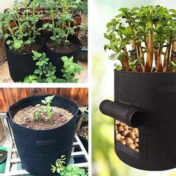 Durable Non Woven Potato Planting Bag With Visual Window black 30x35cm