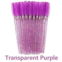 Crystal Disposable Eyelash Brushes, Soft Head Mascara Wands For Lash Extensions & Eyebrow Makeup, Applicator Tool Set transparent Purple