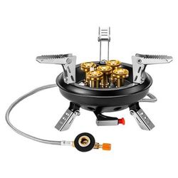 Portable Camping Gas Stove With Piezo Ignition, High Pressured Propane Butane Burner For Outdoor Emergency Cooking black