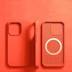 Magsafe Liquid Silicone Case For IPhone, Ultra Thin, Magnetic, Wireless Charging & Shockproof Cover pink Orange iphone 13 Pro