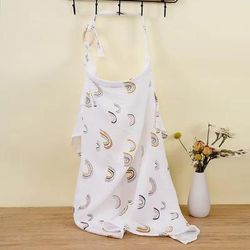 Soft & Breathable Outing Breastfeeding Cover white Rainbow