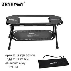 Tryhomy Tactical Folding Camping Table Lightweight Aluminum Outdoor Gear With Expandable Modular Design table