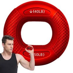 Silicone Hand Grip Strengthener Ring Finger & Wrist Trainer red