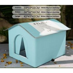 Waterproof Outdoor Cat House, Feral Cat Shelter With Cold Resistance blue l