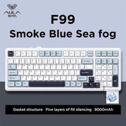 AULA F99 Wireless Mechanical Gaming Keyboard 99 Key RGB Hot Swappable With Bluetooth & Wired Modes black And White