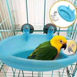 Hanging Bird Water Bath Tub With Mirror Durable Pet Cage Bathing Bowl For Parrots & Parakeets Hanging Bird Water Bath Tub With Mirror Durable Pet Cage Bathing Bowl For Parrots & Parakeets