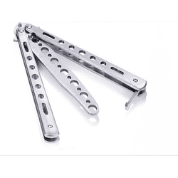 Balisong Butterfly Trainer Knife Practice Tool, Safe Metal Black Silver Flip Knife For Beginners & Gifting Balisong Butterfly Trainer Knife Practice Tool, Safe Metal Black Silver Flip Knife For Beginners & Gifting